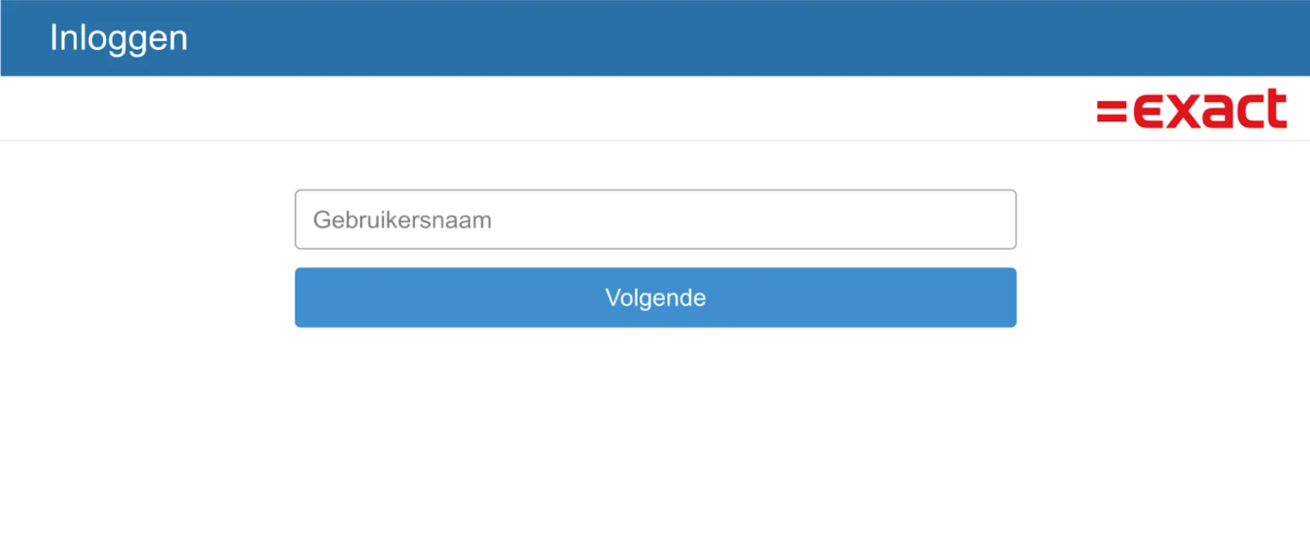 The Exact Online sign-in screen.