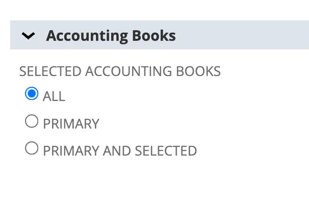 Selecting all accounting books for the integration role.