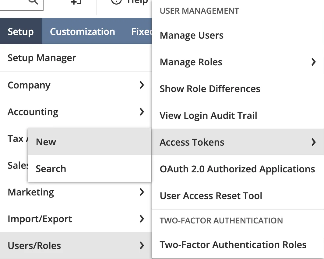 Creating a new access token with the application, user, and role selected.